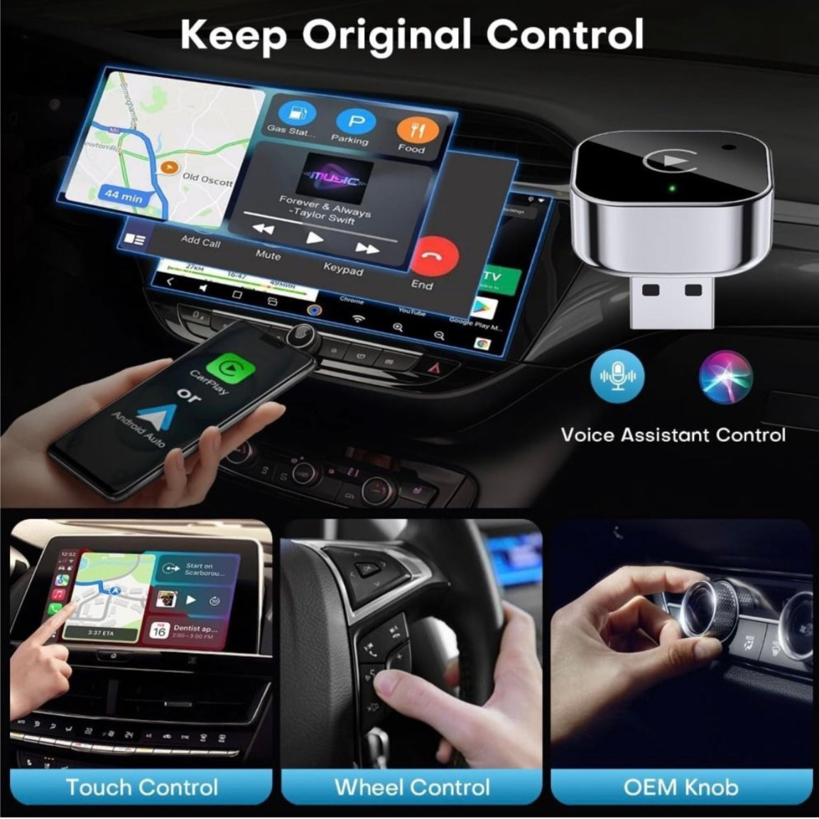 2-in-1 Wireless CarPlay & Android Auto