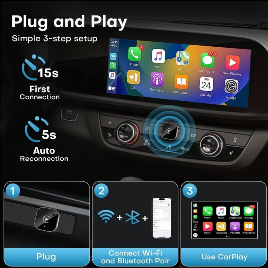 2-in-1 Wireless CarPlay & Android Auto