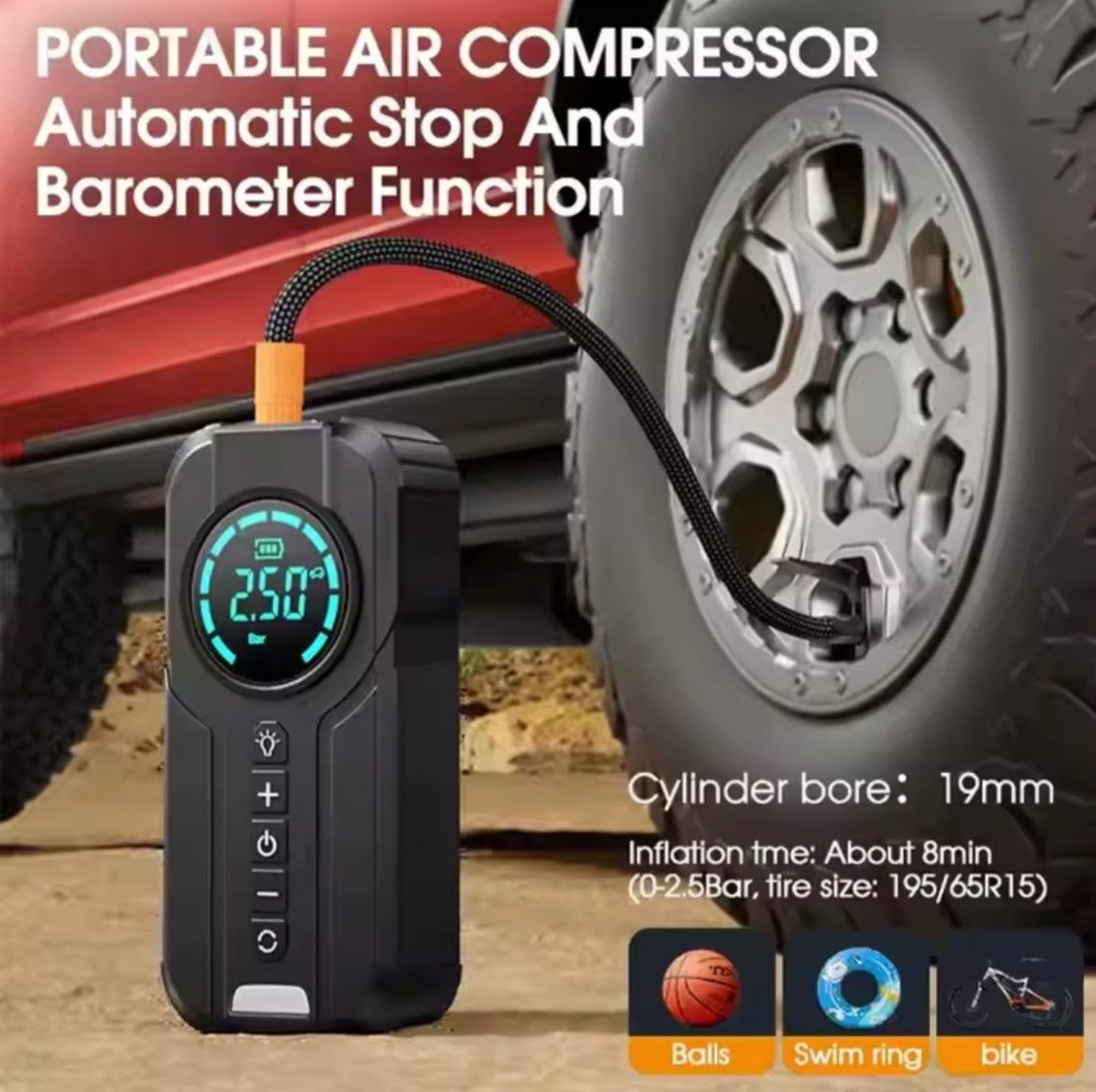 Portable 2-in-1 jump starter & Car tire inflator