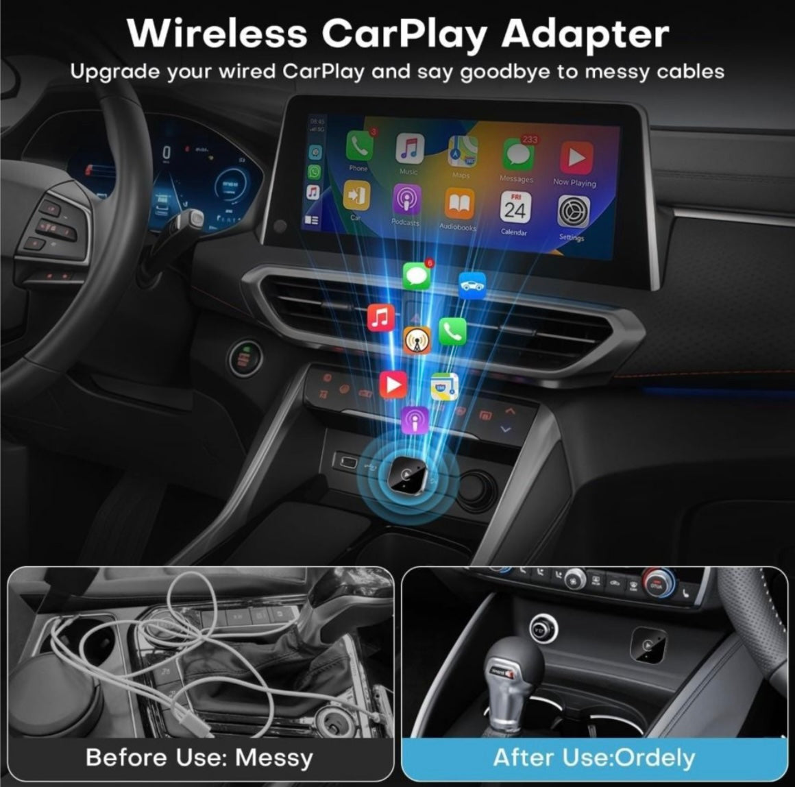 2-in-1 Wireless CarPlay & Android Auto
